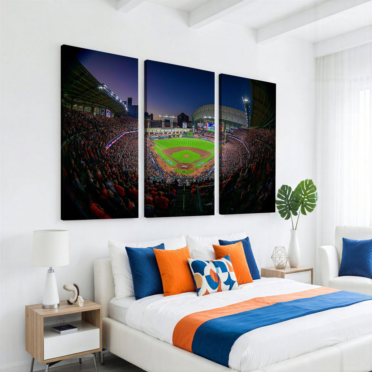 44322-MGV-CV-36X24 - Houston Astros Baseball Print Canvas, Houston Minute Maid Park Stadium Wall Art