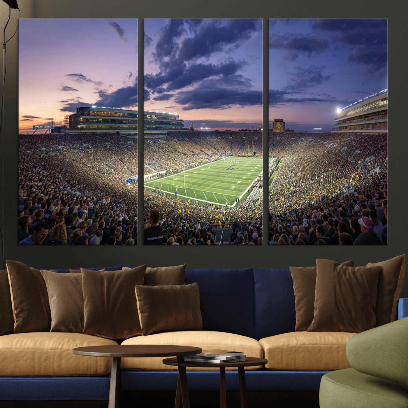 MGV-CV-48X32-3P - Notre Dame Fighting Irish Football Team Print - Notre Dame Stadium Wall Art Canvas Print