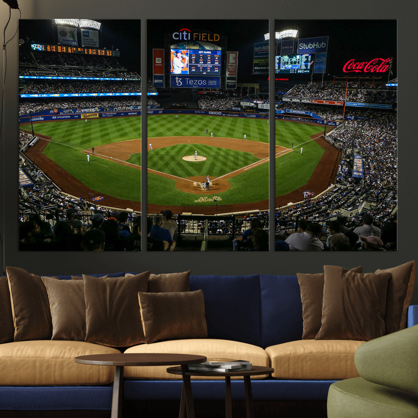 83979-MGV-CV-36X24-Oakland Athletics Baseball Print - RingCentral Coliseum Stadium Wall Art Canvas Print