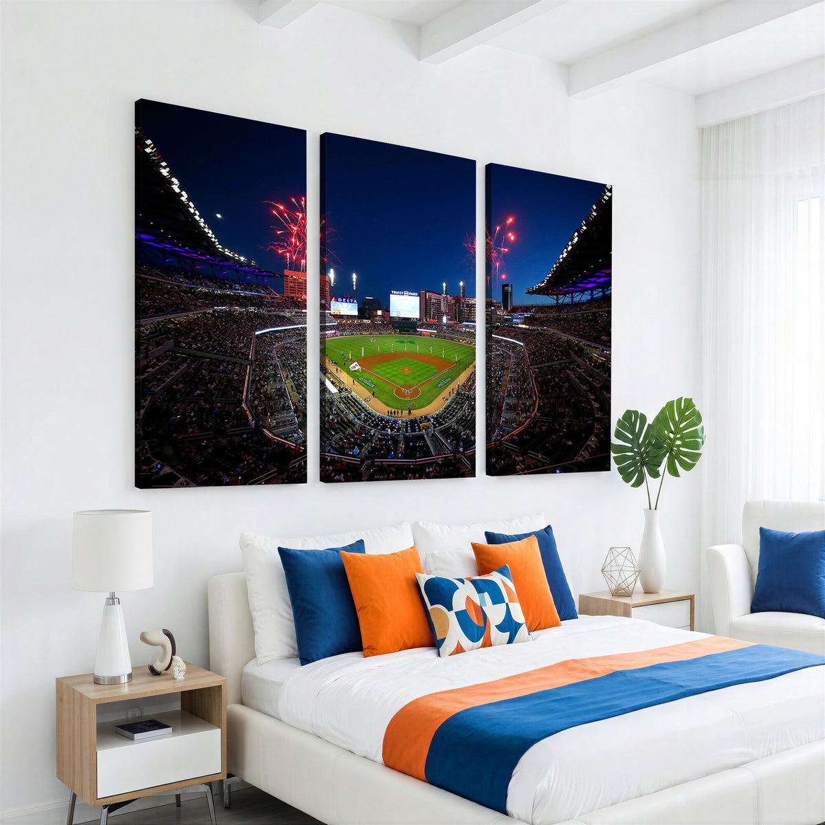 50582-MGV-CV-36X24 - Truist Park Atlanta Braves Baseball Stadium Wall Art Print | Large 3-Panel Canvas Print for Sports