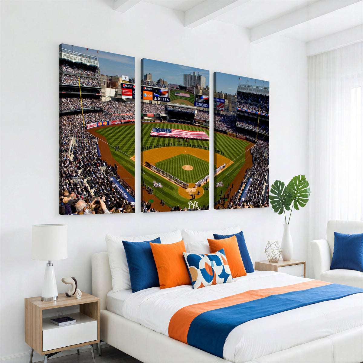 20879-MGV-CV-36X24 - Yankee Stadium New York Wall Art Print | 3-Panel Canvas Print of Yankees Baseball Stadium
