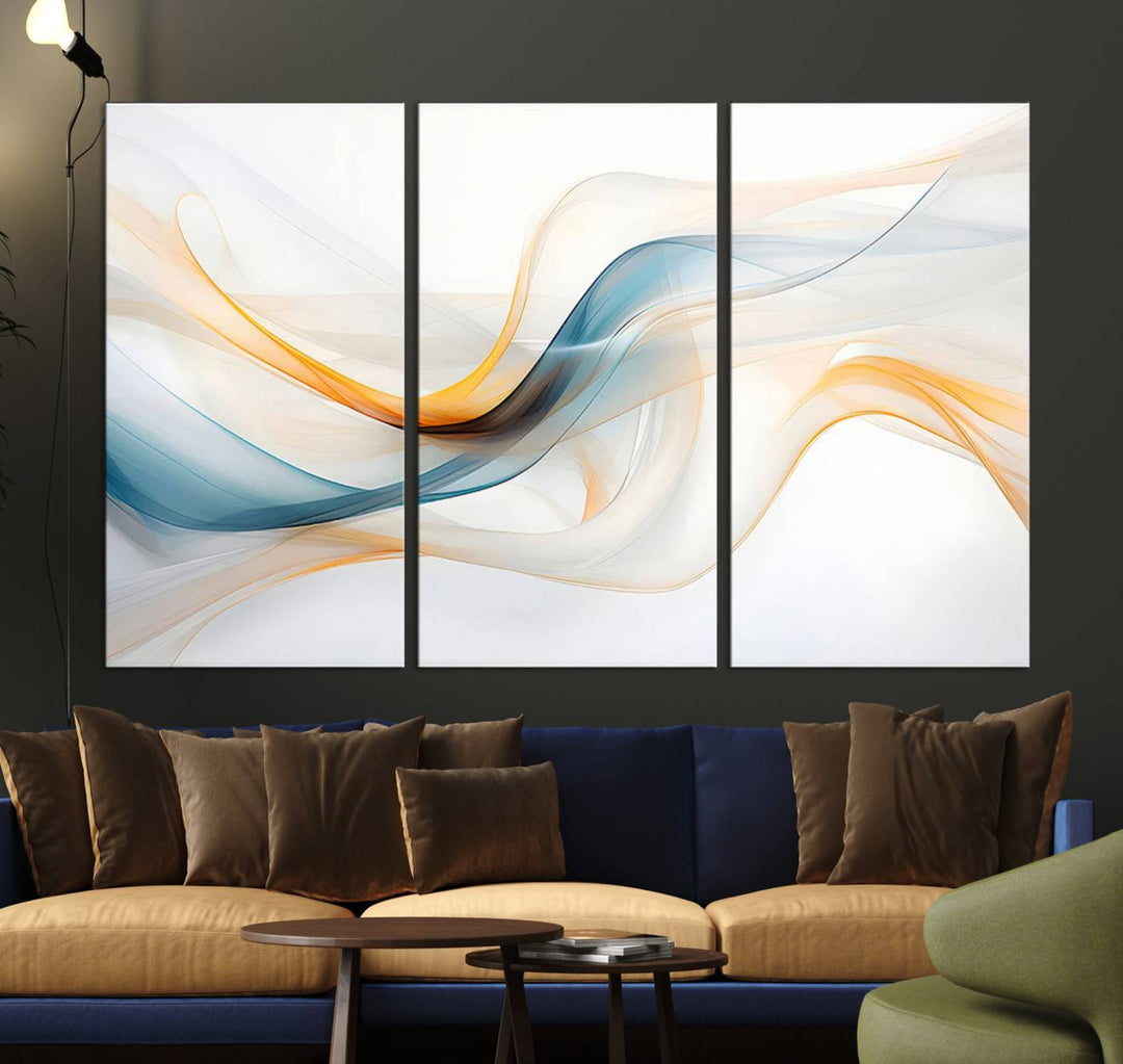 Decorative Turquoise Abstract Wave Wall Art Canvas Print.