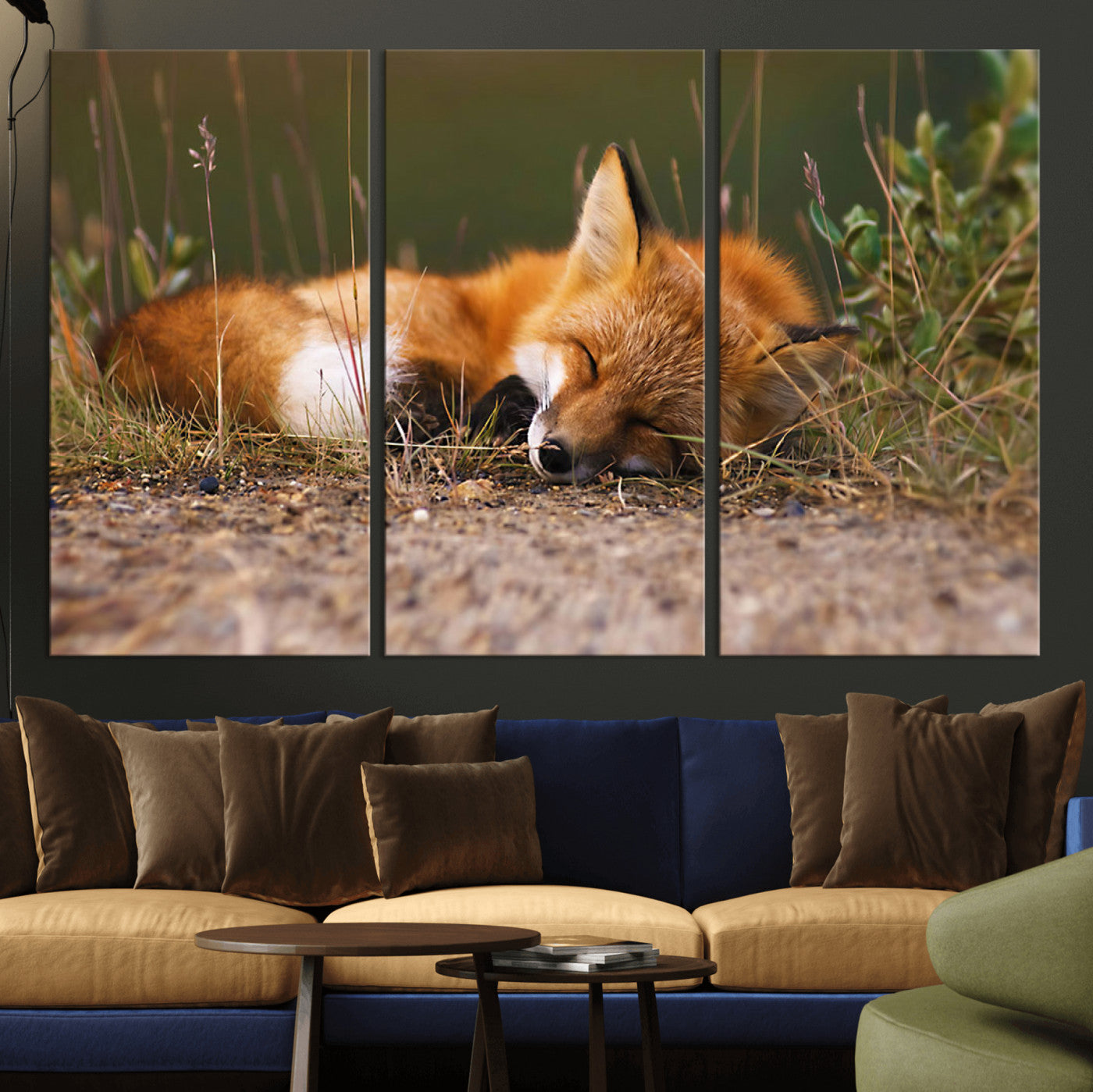 25085-MGV-CV-36X24-Sleeping Fox Wall Art Canvas Print, Farmhouse Wall Decor and Animal Wall Art Print