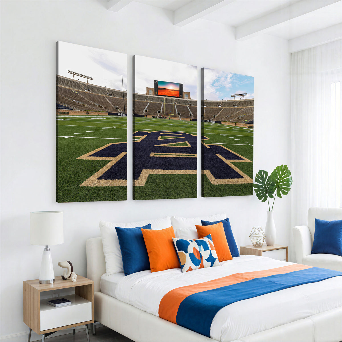 52835-MGV-CV-36X24 - Notre Dame Stadium Giclee Canvas Print | Triptych Wall Art Featuring Iconic Notre Dame Football
