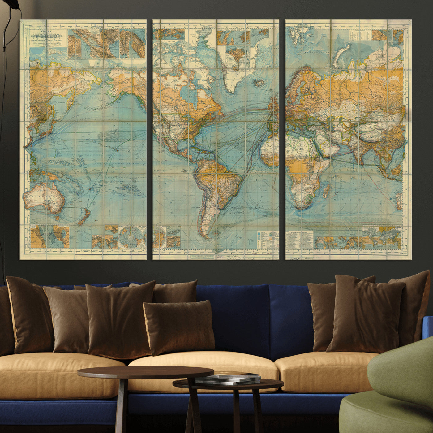 25961-MGV-CV-36X24-Push Pin World Map Canvas Print – Travel Tracker Wall Art for Couples, Perfect Anniversary Gift for Home or Office Decor