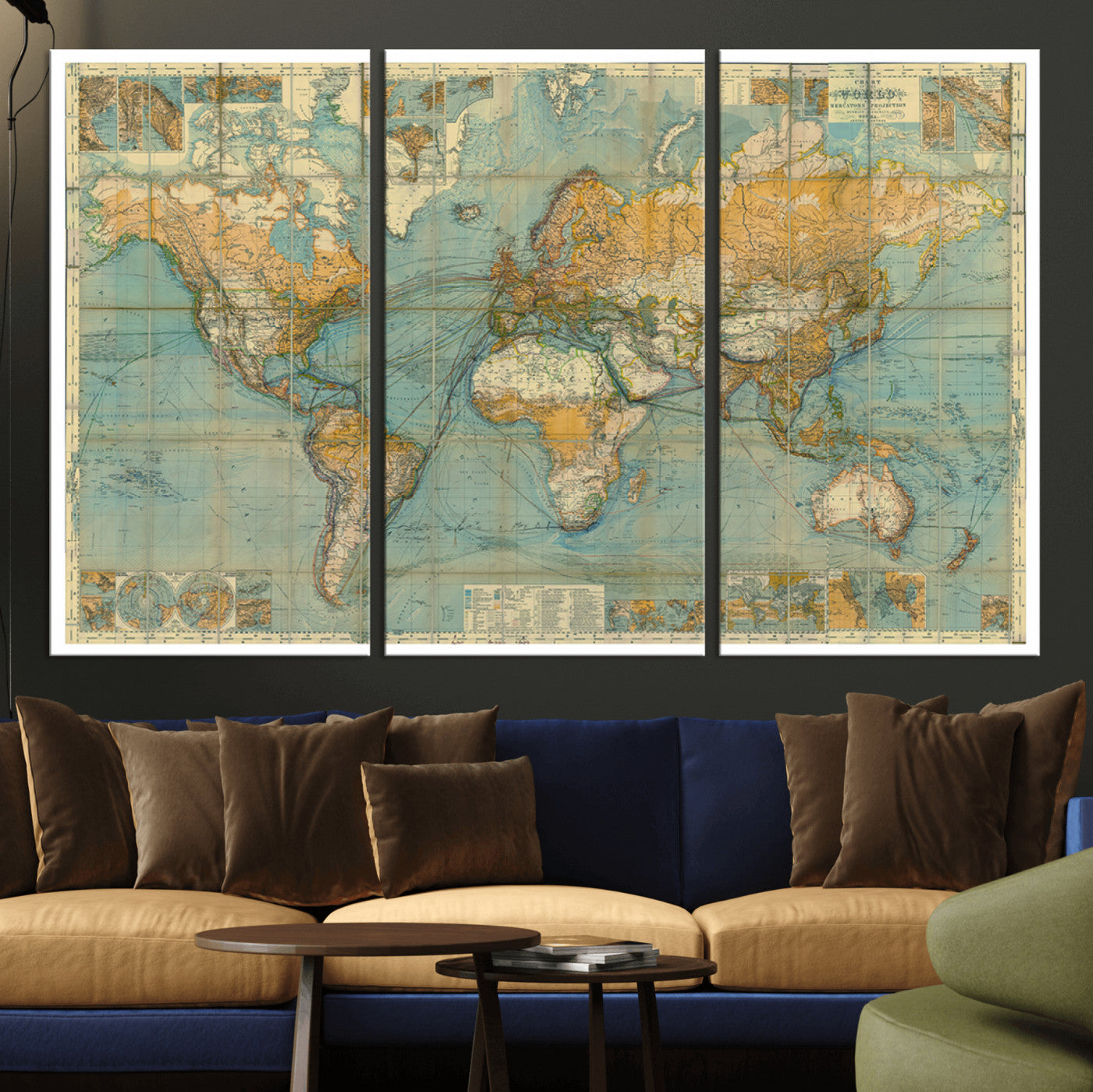 10247-MGV-CV-36X24-Push Pin World Map Canvas Print – Travel Tracker Wall Art for Couples, Perfect Anniversary Gift for Home or Office Decor