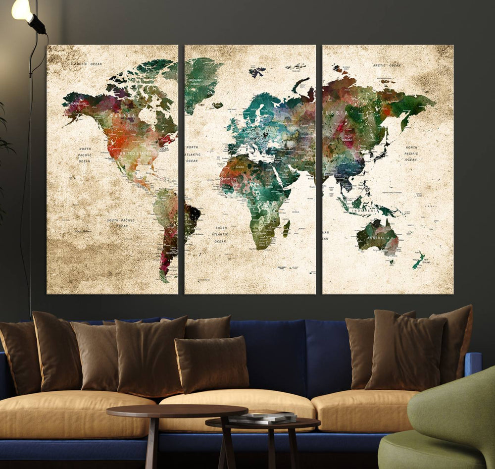 World Map Wall Art Print.