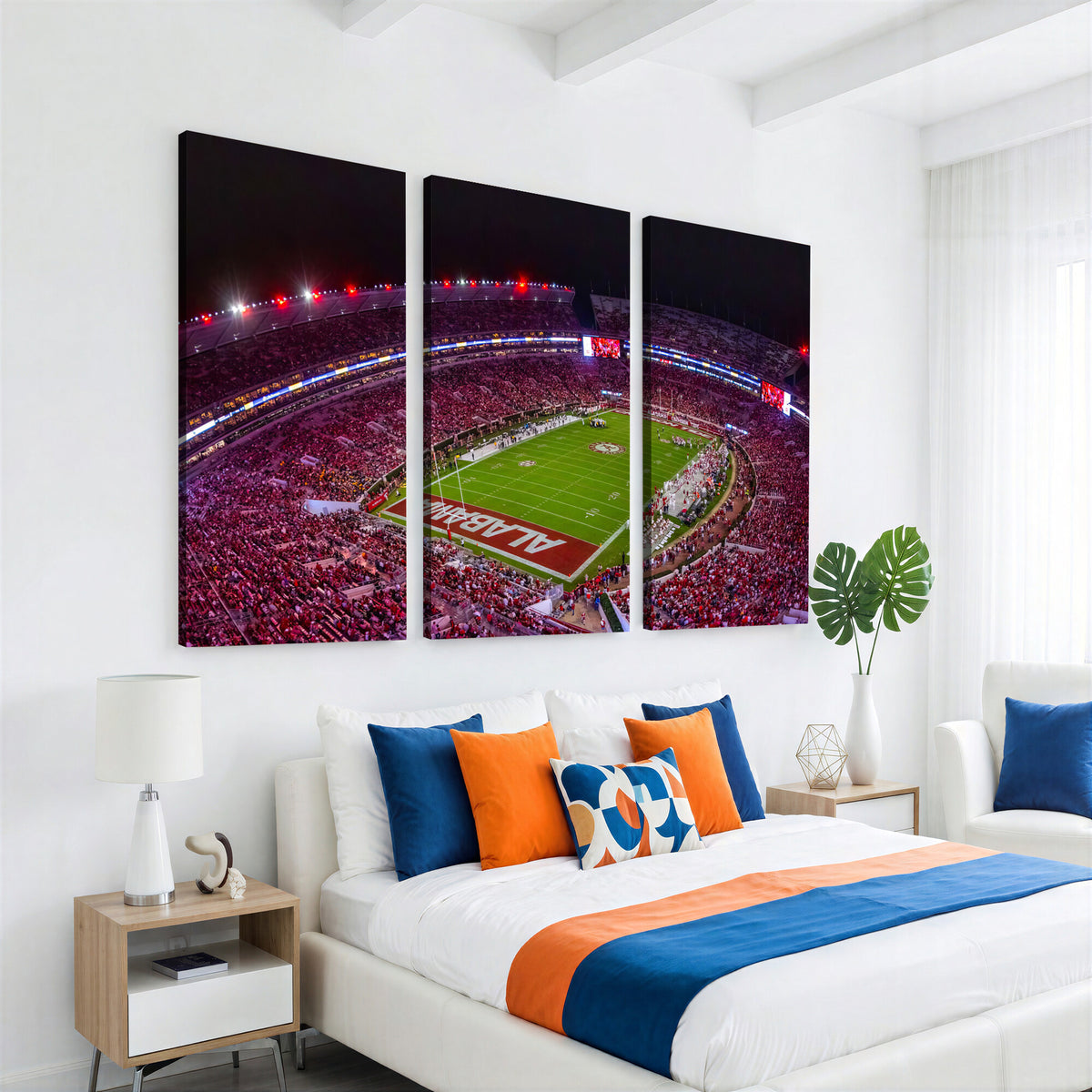 11343-MGV-CV-36X24 - Bryant-Denny Stadium Night Game Triple Canvas Wall Art | Alabama Crimson Tide Football