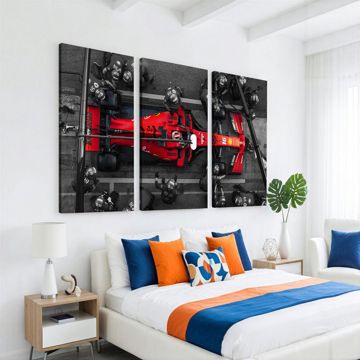 99356-MGV-CV-36X24 - Ferrari Pit Stop Canvas Wall Art | Precision and Speed