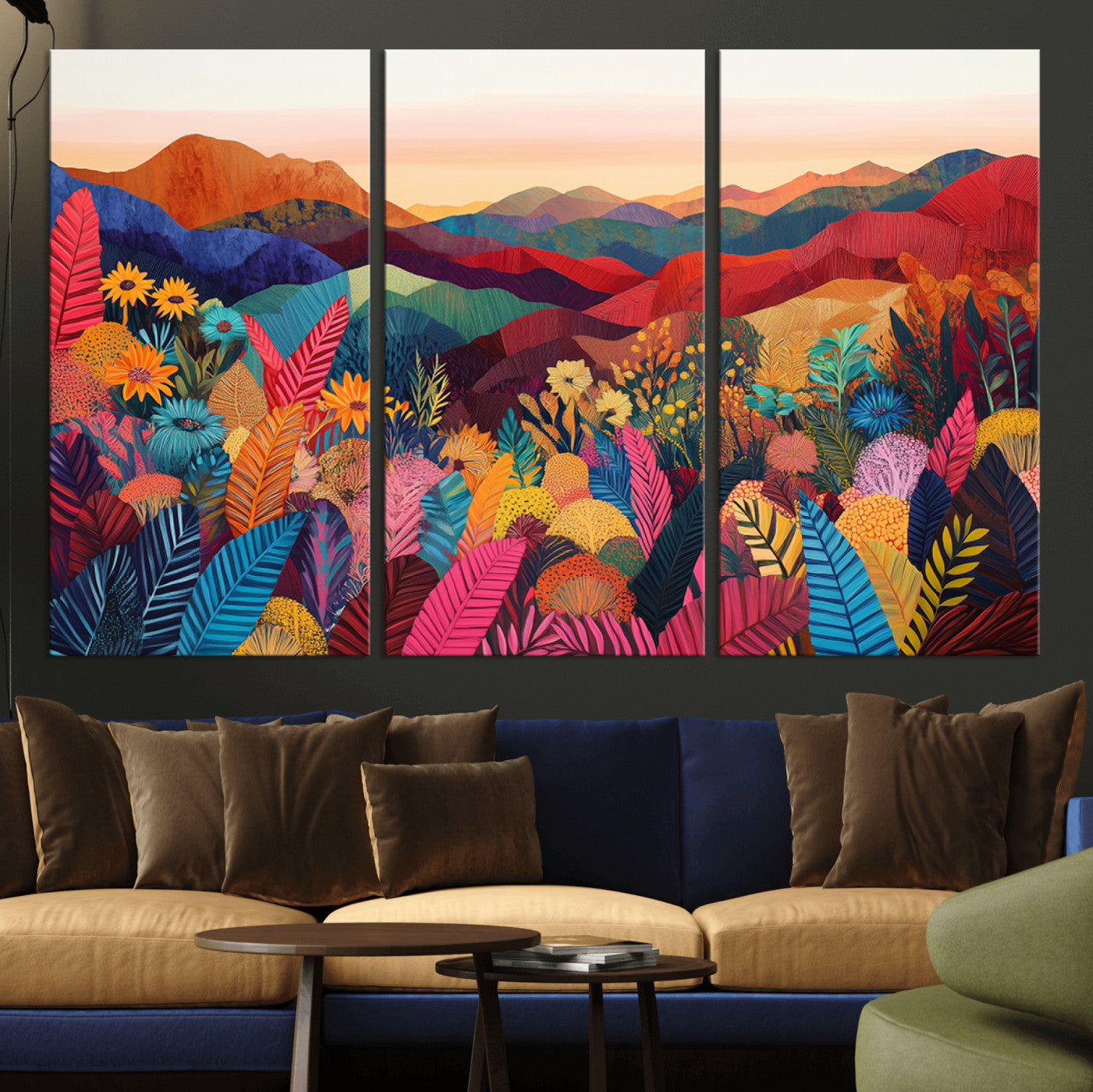 MGV-CV-48X32-3P - YAYOI KUSAMA Abstract Print - Landscape Canvas Wall Art Print - Vibrant Modern Decor for Living