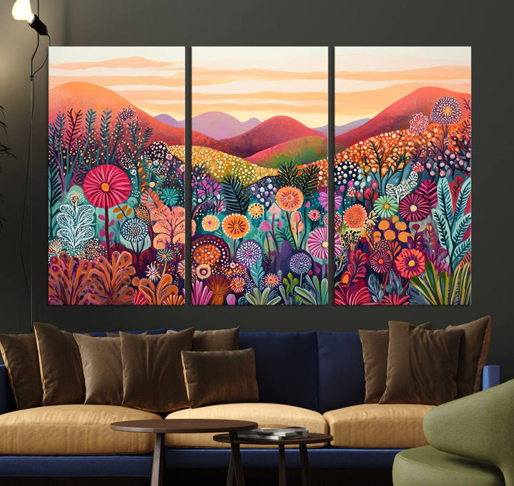 Yayoi Kusama 1986 Wall Art Print – Yayoi Kusama Wabi Sabi Japanese Wall Art Print - Vibrant Abstract Landscape Canvas