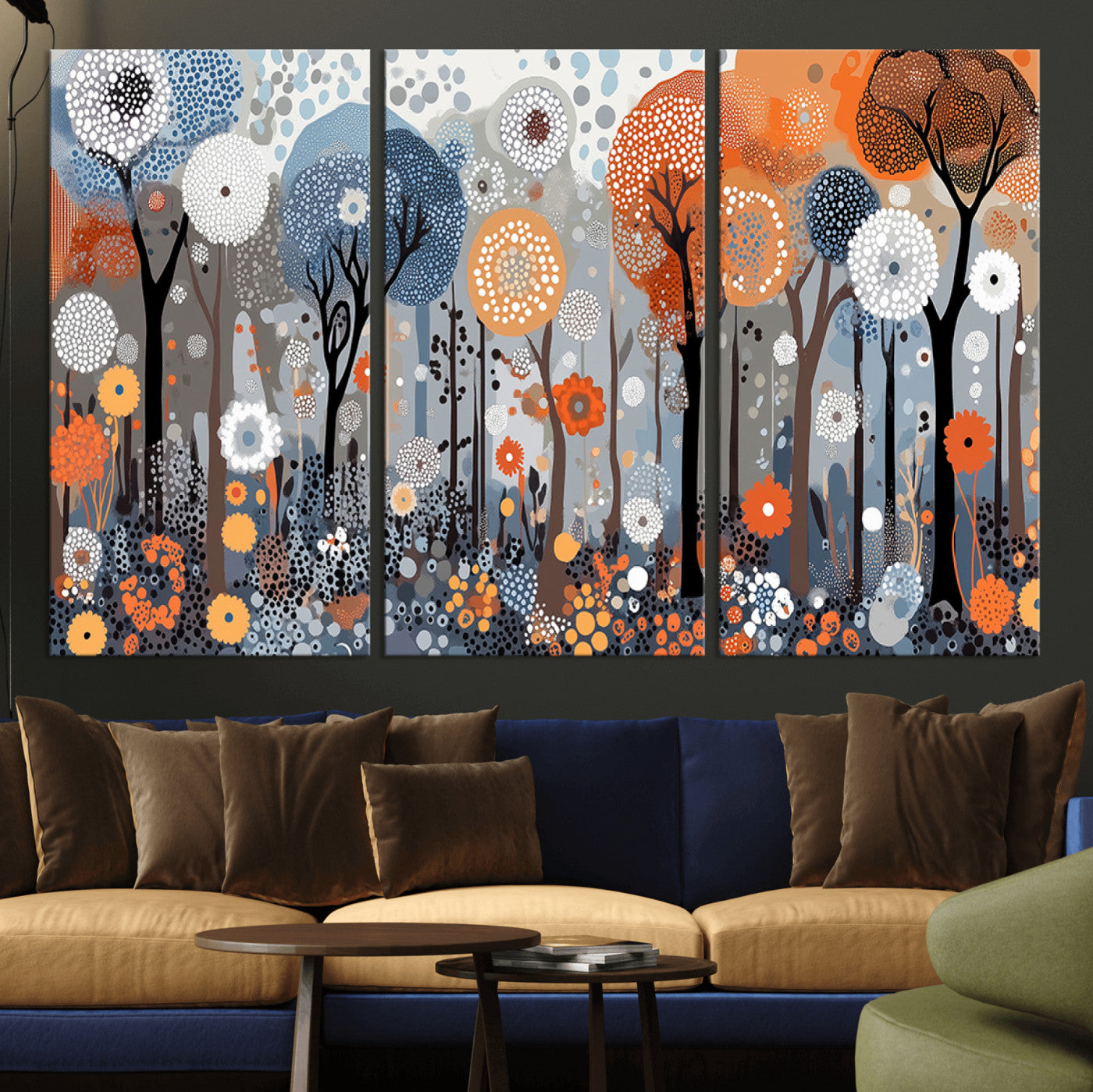 48857-MGV-CV-36X24-Abstract Winter Landscape Canvas Wall Art Print - Large Colorful Nature Wall Decor