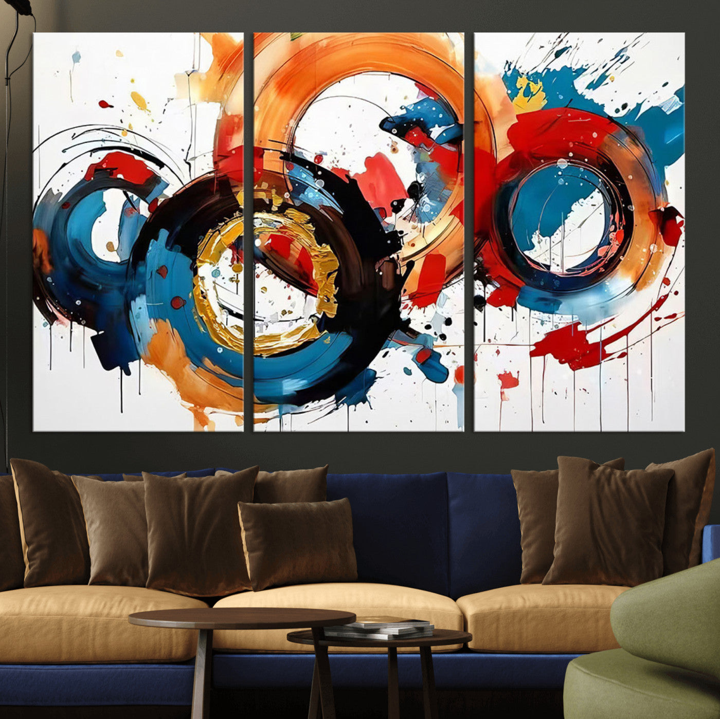 MGV-CV-48X32-3P - Abstract Wall Art, Rings Wall Art Canvas Print
