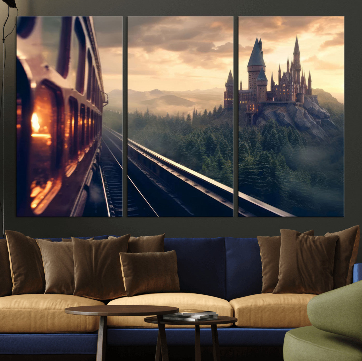 MGV-CV-48X32-3P - Harry Castle Wall Art Canvas Print, Wizard School Wall Art Print, Movie Wall Art Print
