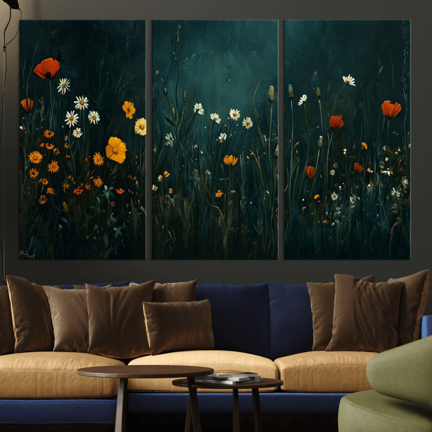 87037-MGV-CV-36X24-Framed Wildflower Field Wall Art, Framed Vintage Botanical Landscape Sign, Floral Decor, Modern