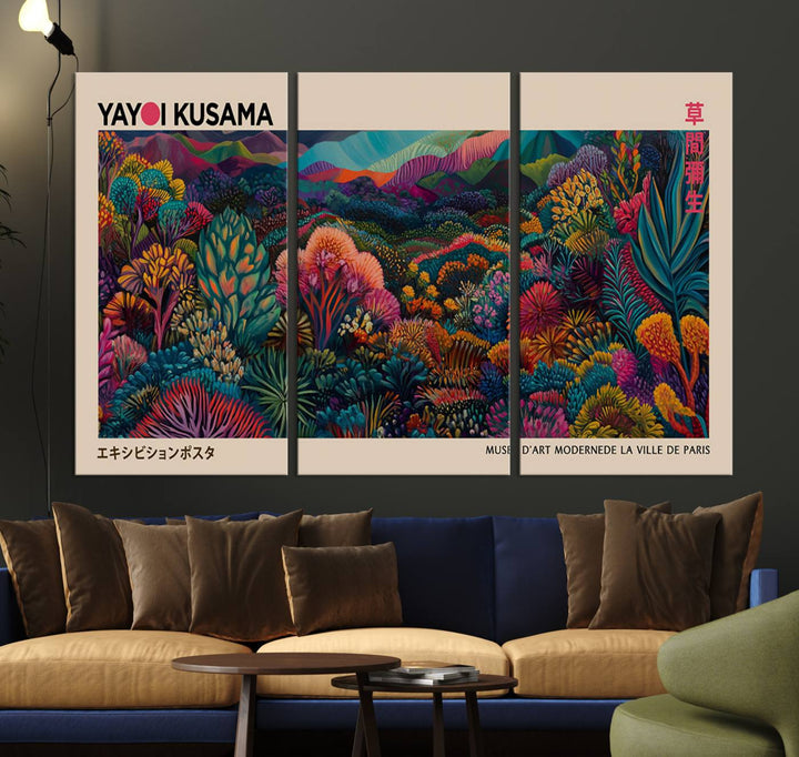 The Yayoi Kusama Wall Art Canvas Print features Japanese Wabi Sabi aesthetics.