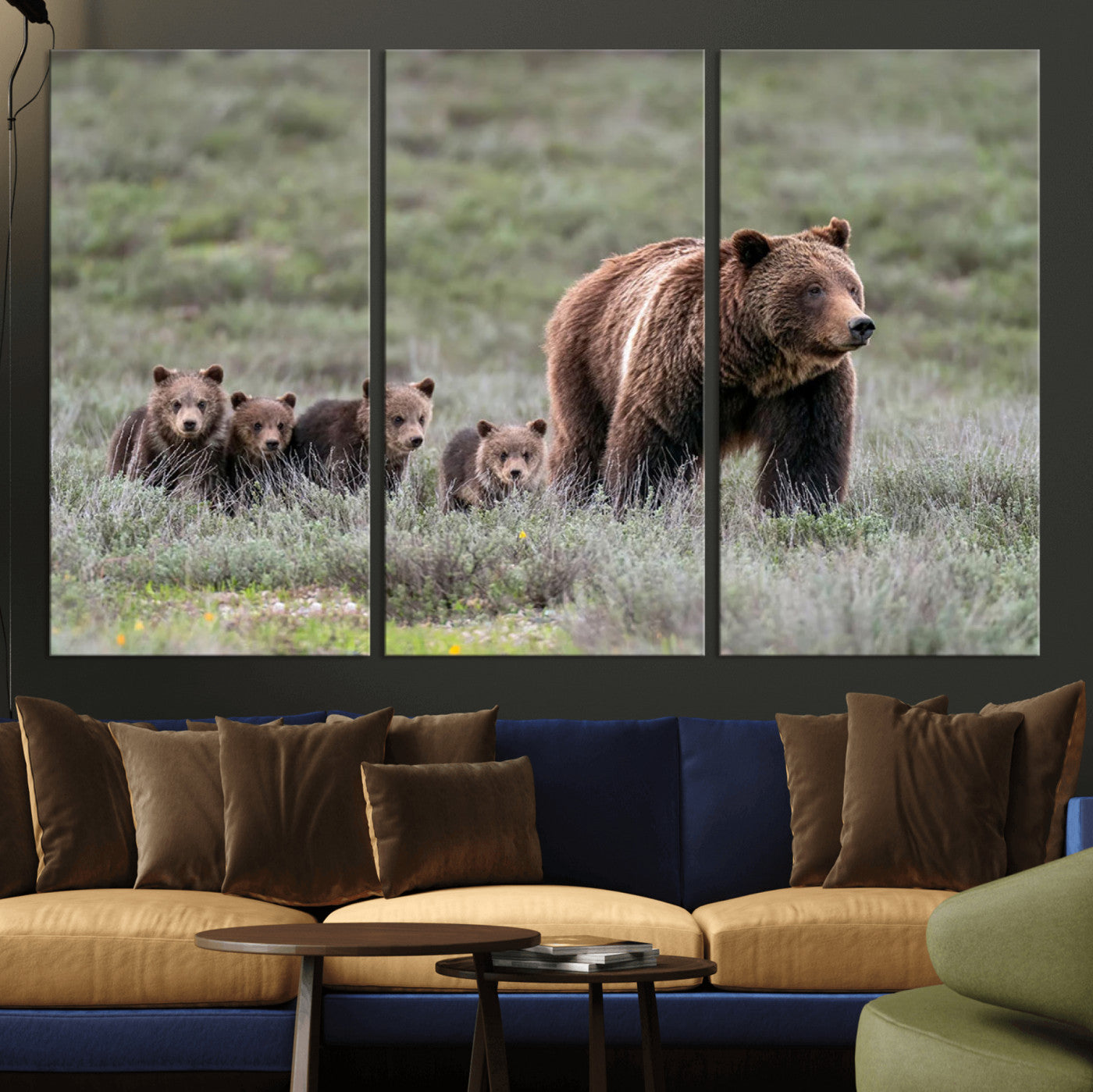 MGV-CV-48X32-3P - Wildlife Photography of 399 Grizzly Bear Cubs | Queen of the Tetons Canvas Wall Art Print