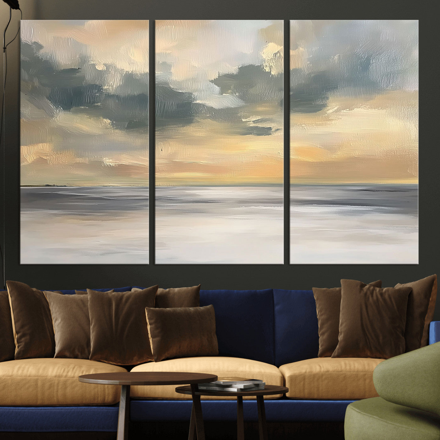 MGV-CV-48X32-3P - Modern Coastal Artwork with Vibrant Abstract Ocean Waves Wall Art Canvas Print for Contemporary