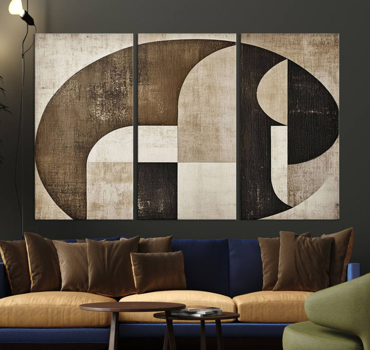 The Wabi Sabi Geometric Minimalist Wall Art Canvas Print is a modern abstract canvas featuring neutral mid-century art, ideal for zen and minimalist decor.