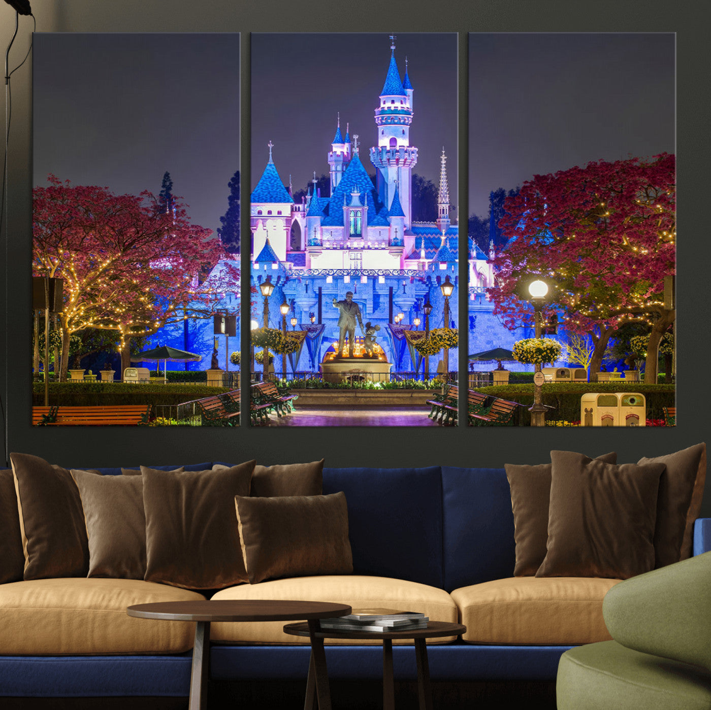 MGV-CV-48X32-3P - Large Disney Castle Wall Art Canvas Print - Magic Kingdom Kids Room Decoration Disney World