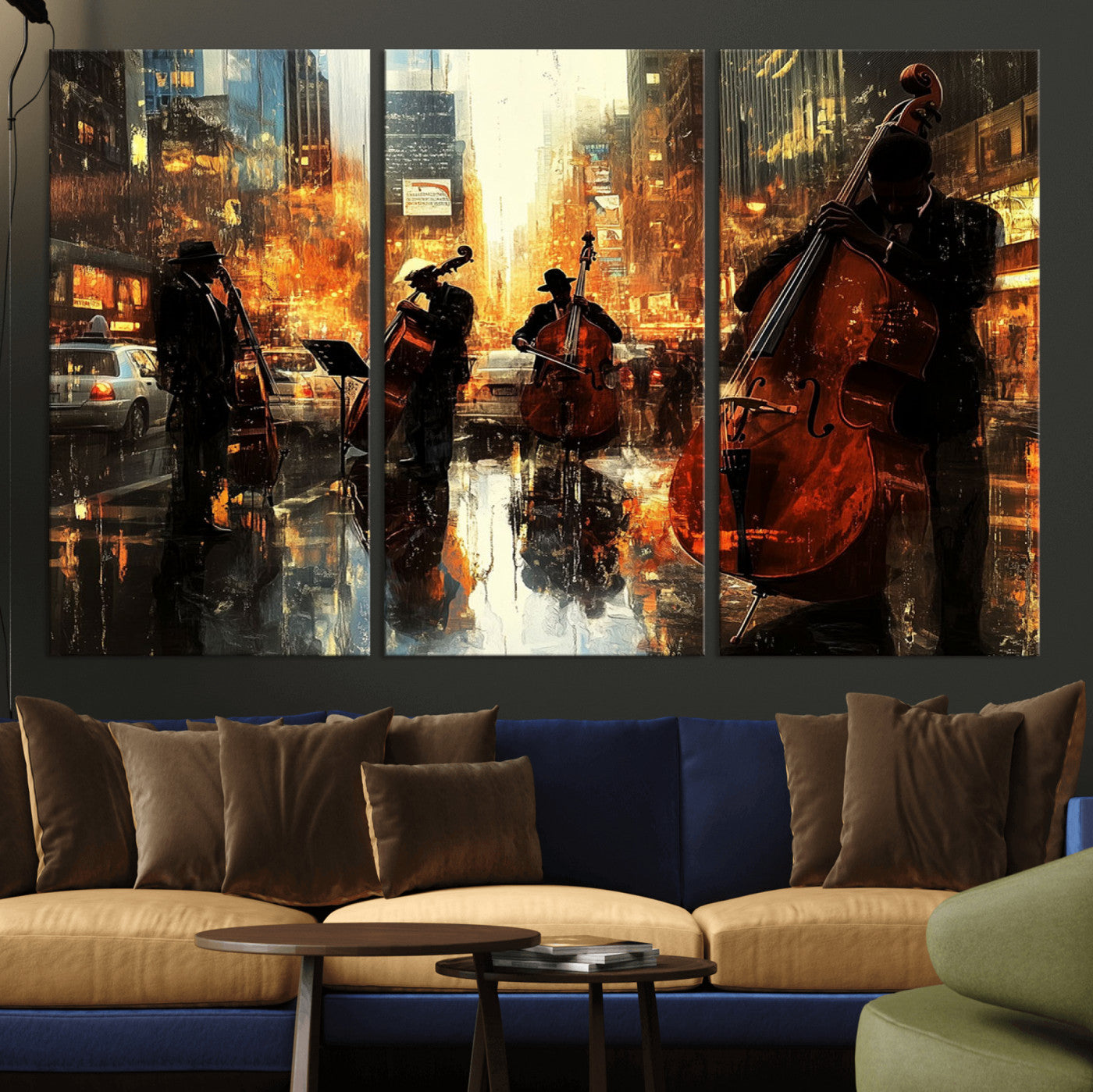 22398-MGV-CV-36X24-African American Abstract Jazz Wall Art - Framed Abstract Music Canvas - Colorful Instrument Canvsa