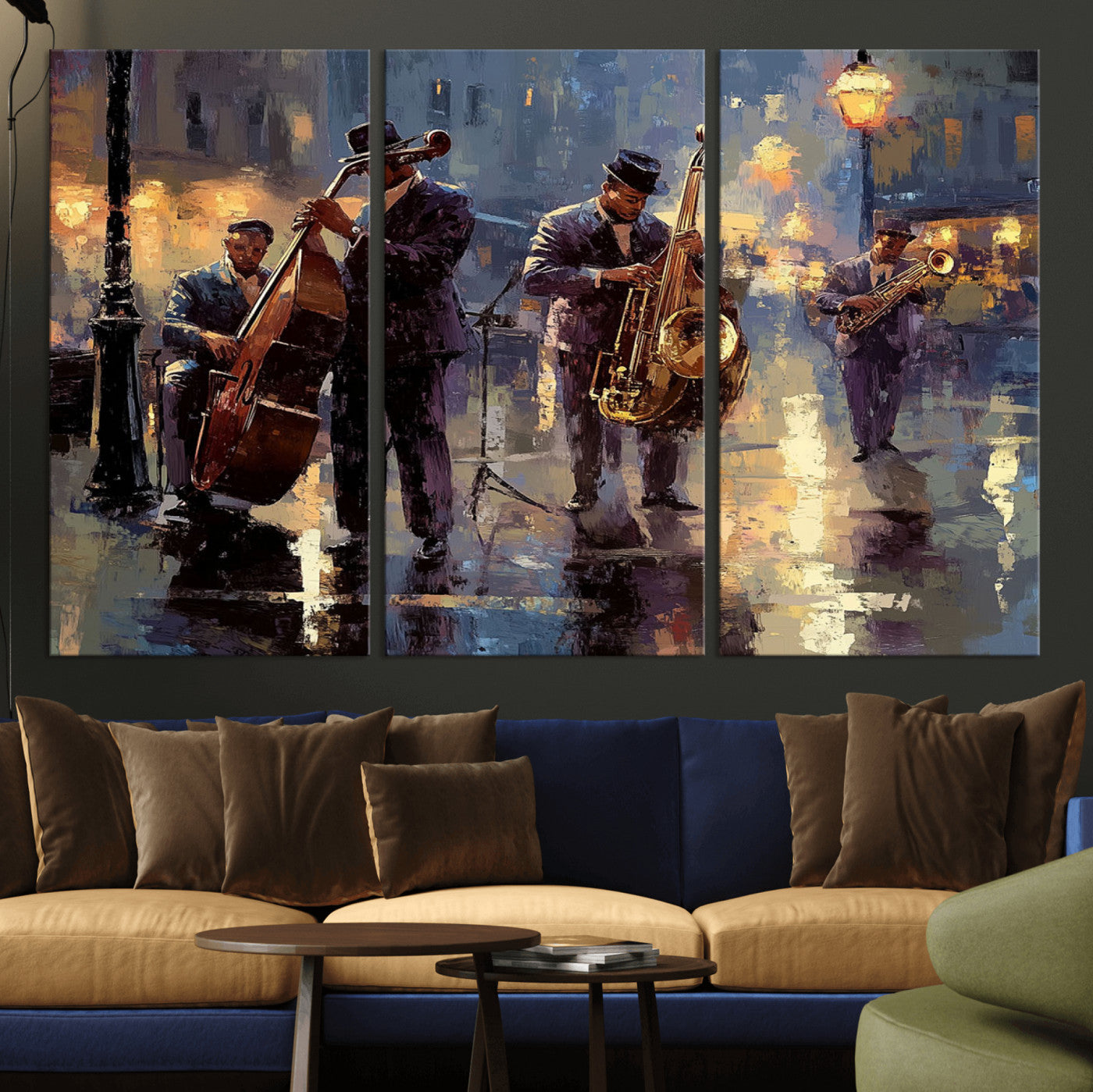 79232-MGV-CV-36X24-Afro Abstract Jazz Music Canvas Print - African American Wall Art - Colorful Framed Afro Abstract