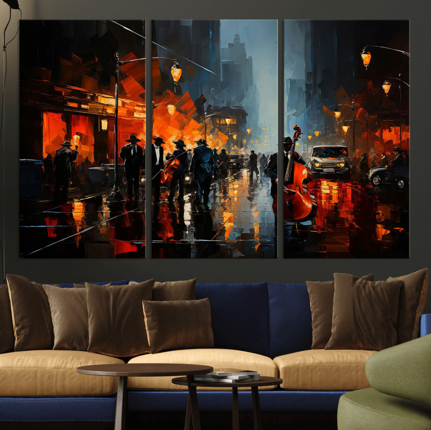 MGV-CV-48X32-3P - Winston Porter Jazz Wall Art - African American Music Canvas - Abstract Colorful Music Art - Framed