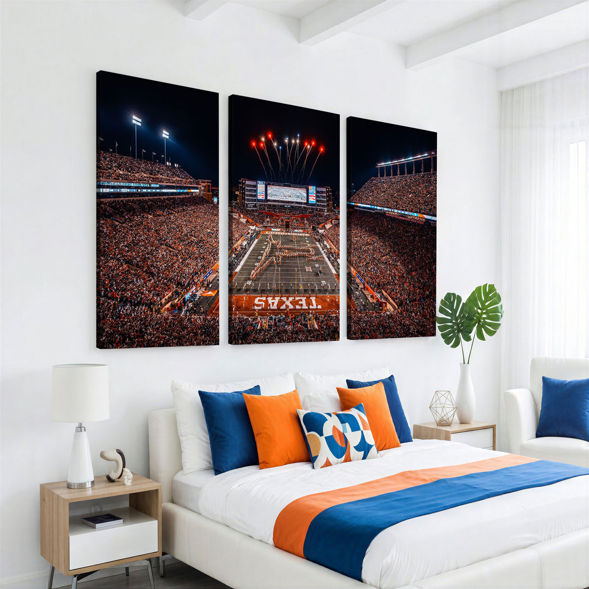 58778-MGV-CV-36X24 - Texas Stadium Night Game Wall Art Canvas Print, Vibrant Football Fireworks Scene