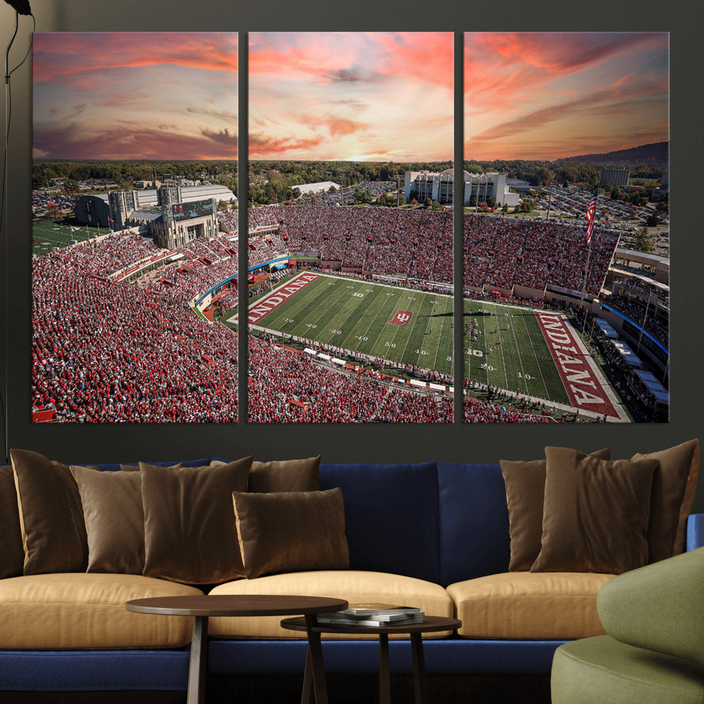MGV-CV-48X32-3P - Indiana Memorial Stadium Wall Art Canvas Print, Framed Studium Canvas Art, Indiana Memorial Stadium
