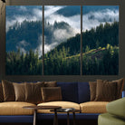 84598503-MGV-CV-36X24-Misty Forest Wall Art Canvas Print, Framed Pine Hills Art Picture Print, Moody Hills Perfect Moody Woodland Decor Artwork