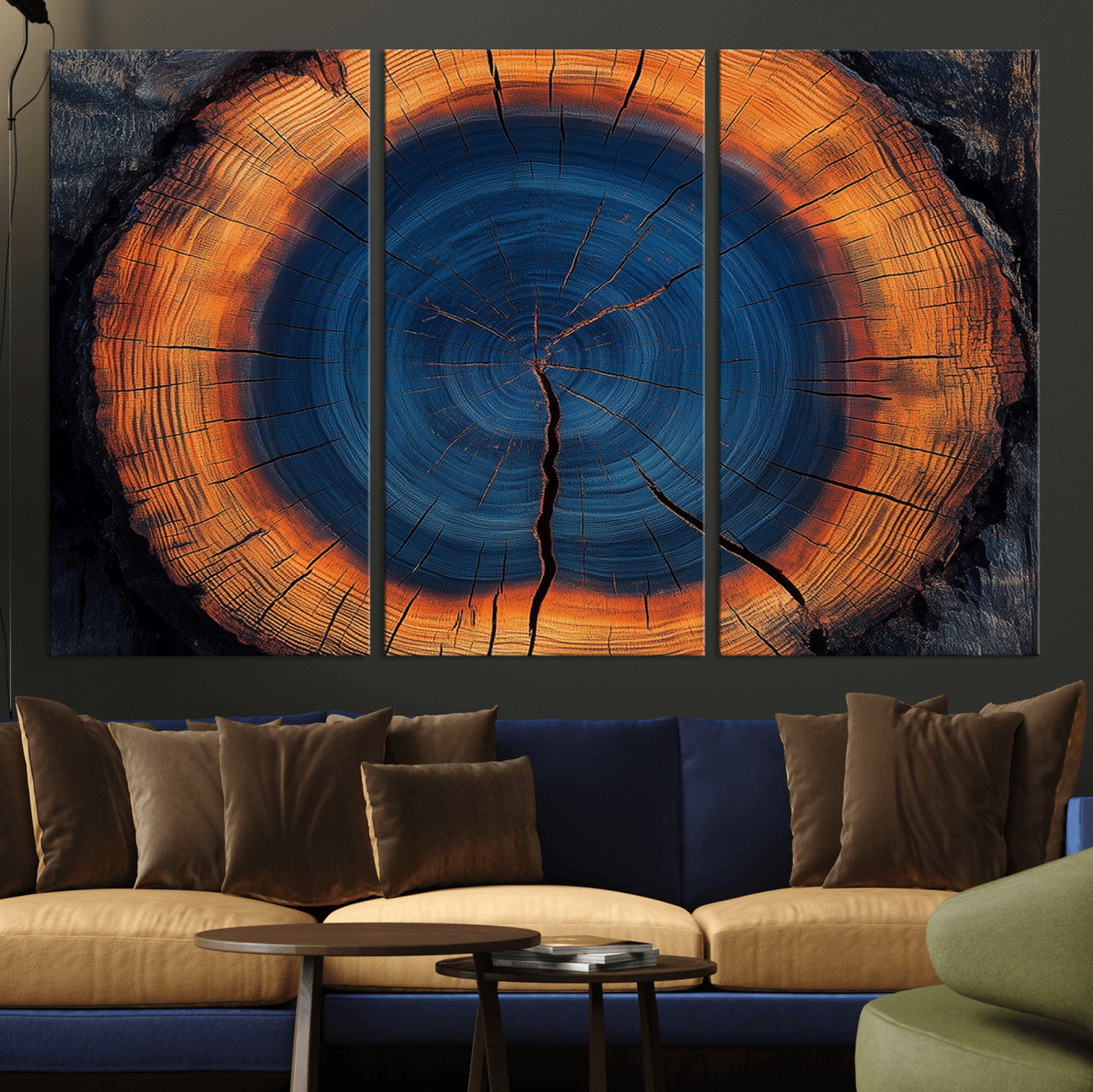 54040961-MGV-CV-36X24-Abstract Tree Ring Wall Art Print – Natural Rustic Wood Canvas, Framed Tree Stump Artwork, Modern Nature Design for Home, Office