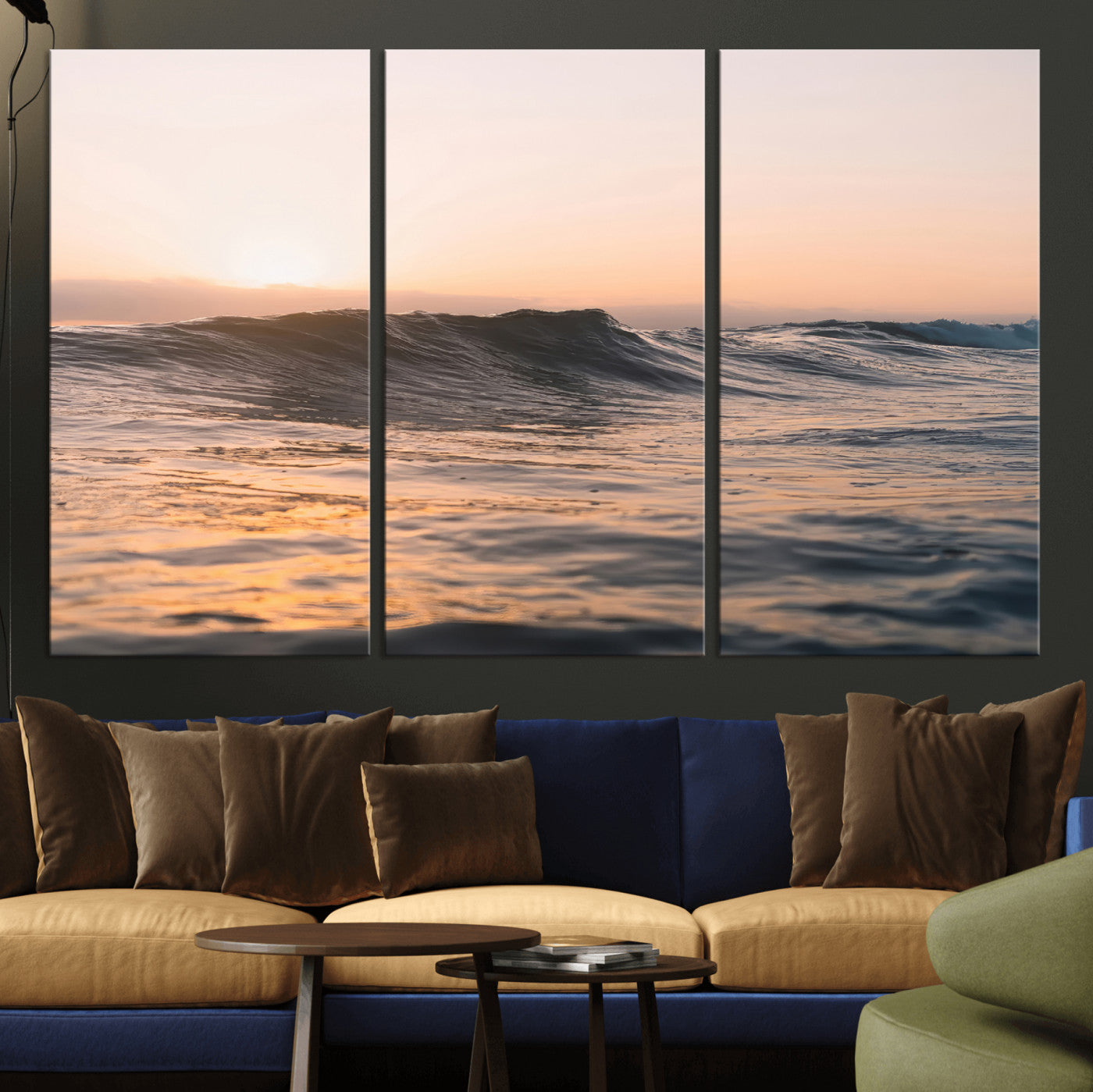 46299358-MGV-CV-36X24 - Golden Sunset Ocean Wall Art – Tranquil Waves & Peaceful Horizon Canvas Print, Soft Light and Evening Glow for Serene Beach, Home or Nature Decor