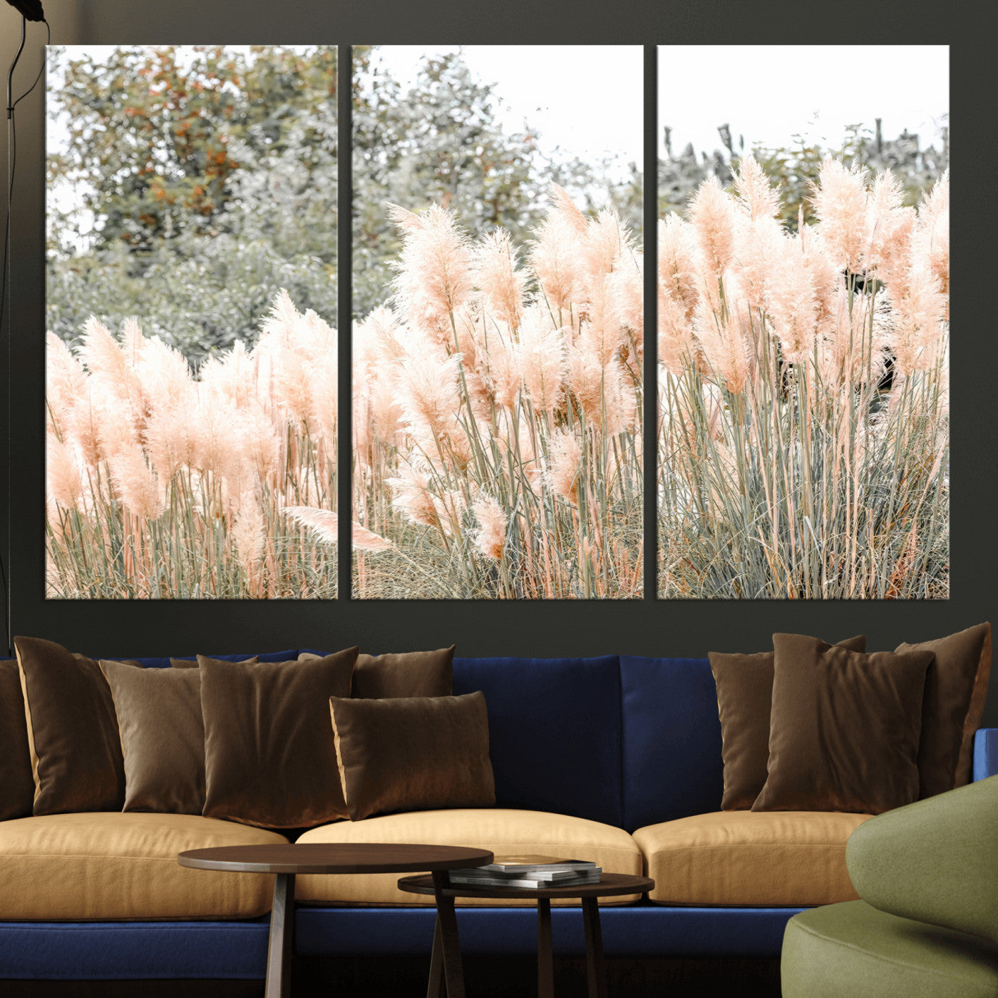 21826392-MGV-CV-36X24 - Pampas Grass Wall Art – Soft Blush Hues and Natural Texture Canvas Print, Serene Outdoors & Botanical Charm for Living Room or Nature Decor