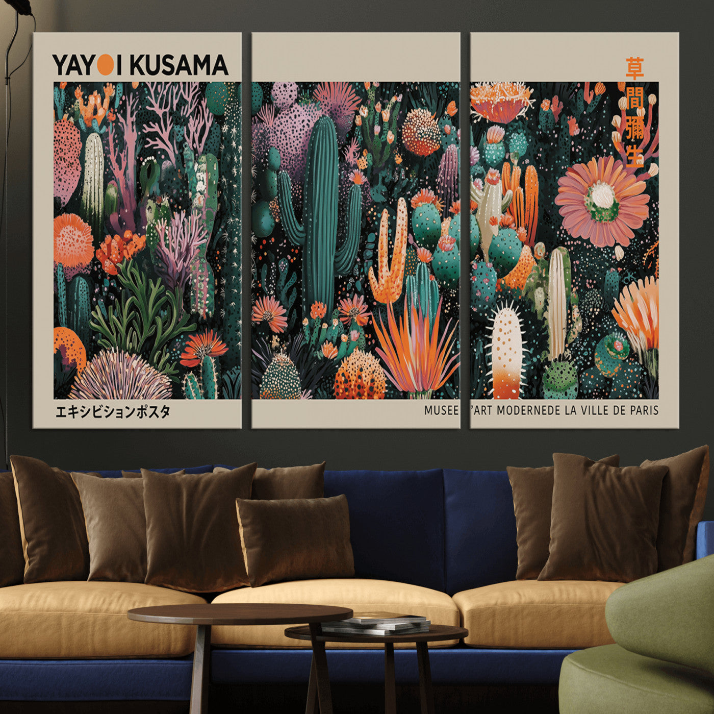 20505520-MGV-CV-36X24-Yayoi Kusama Art Print Canvas – Abstract Mount Fuji Japanese Wall Art Contemporary Modern Artwork for Home, Office