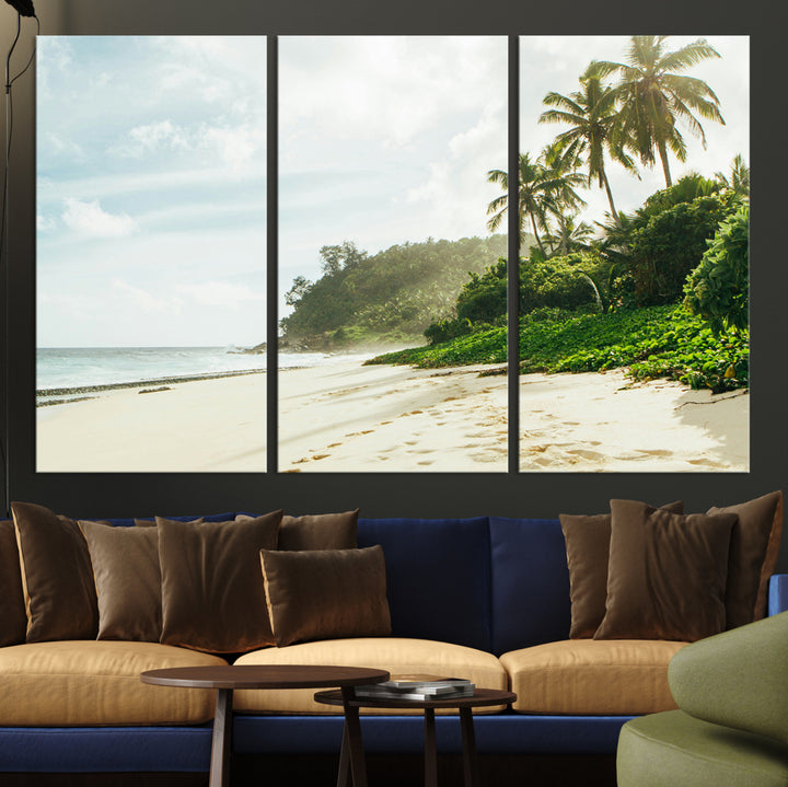 Relaxing Beach Wall Art Canvas Print, Framed Ocean View Art Picture Print, Coastal Serenity Perfect Tropical Coastal Decor Artwork