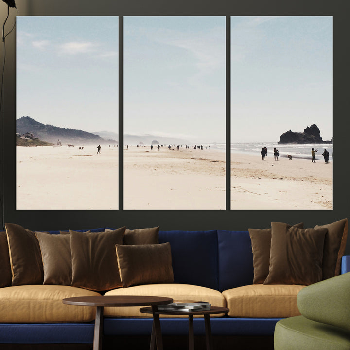 Minimalist Beach Wall Art Canvas Print, Framed Coastal Serenity Art Picture Print, Soft Sand Perfect Coastal Decor Artwork