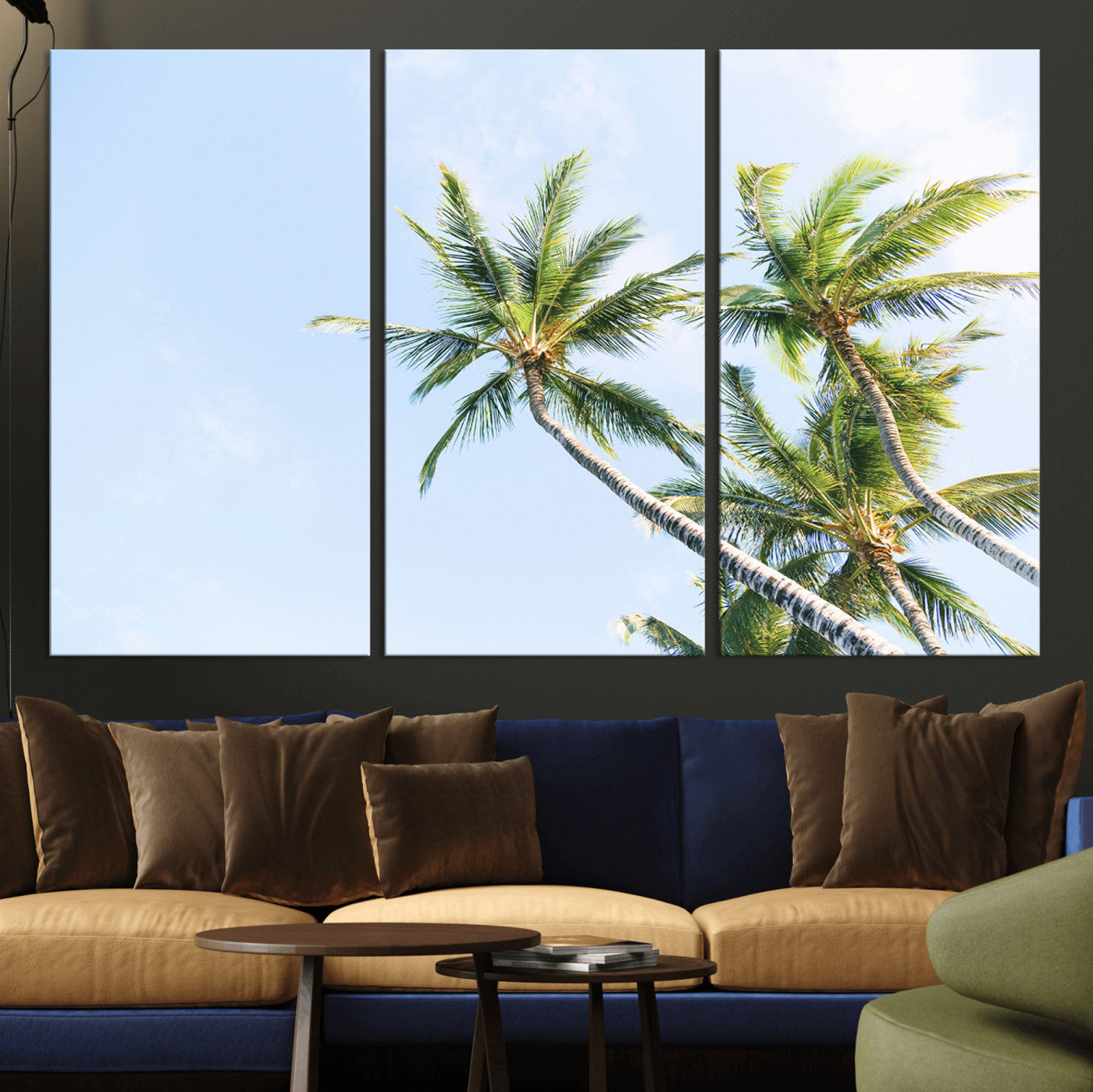 54719115-MGV-CV-36X24-Palm Trees Wall Art Canvas Print – Framed Tropical Coastal Nature Scene Artwork for Home Office