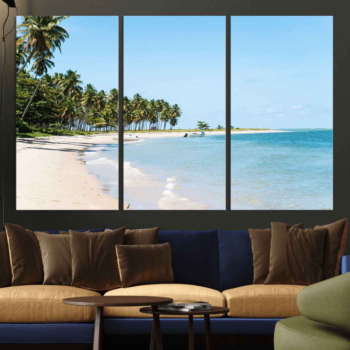 37858872-MGV-CV-36X24 - Palm Tree Paradise Coastal Wall Art – Beach Scene and Ocean Breeze Canvas Print Tranquil Tropical Shore Decor for Living Room, Bedroom or Office
