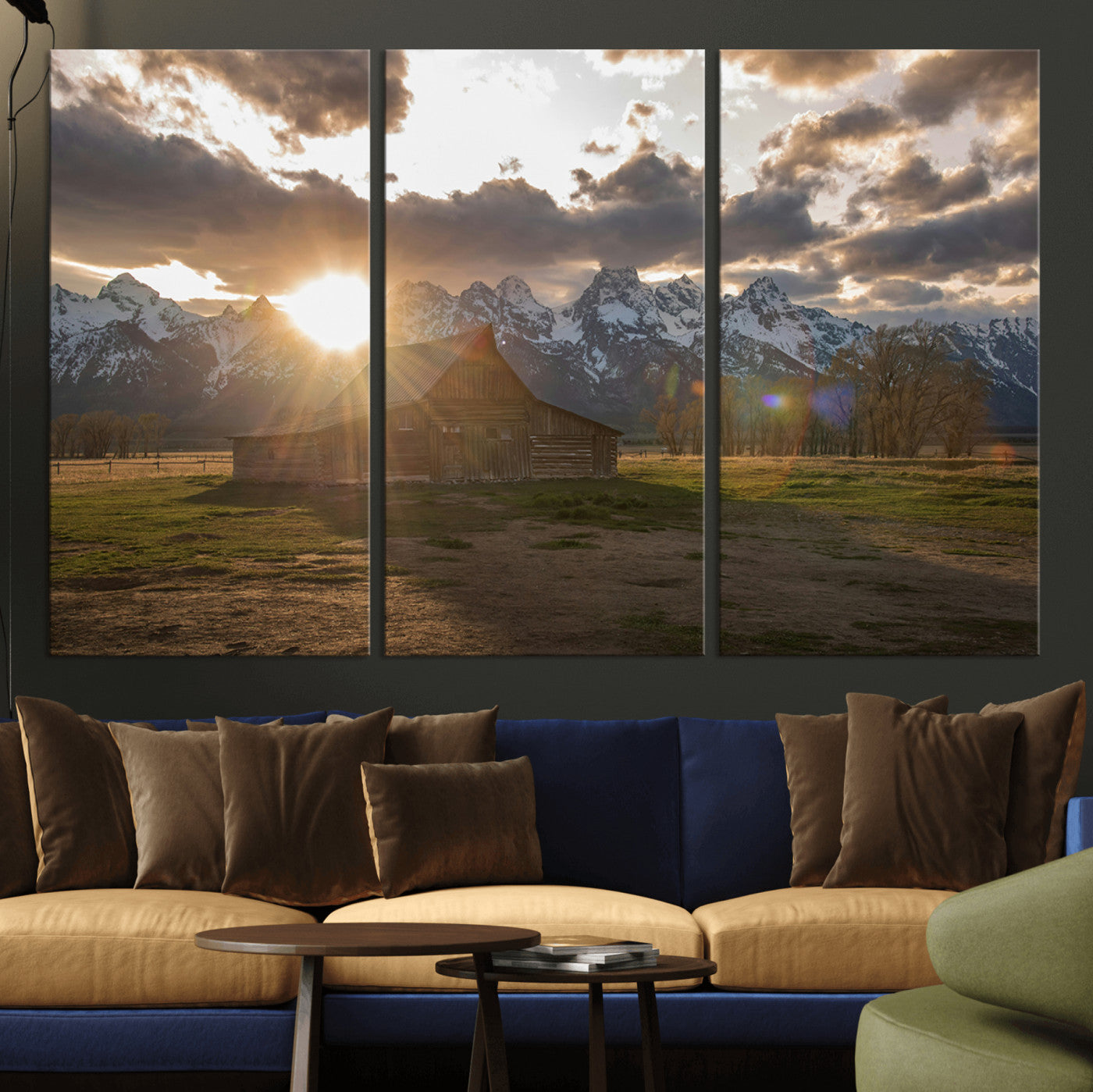 52555760-MGV-CV-36X24-Snowy Peaks Wall Art Canvas Print – Rustic Mountain Landscape Nature Escape Winter Forest Artwork for Home, Office