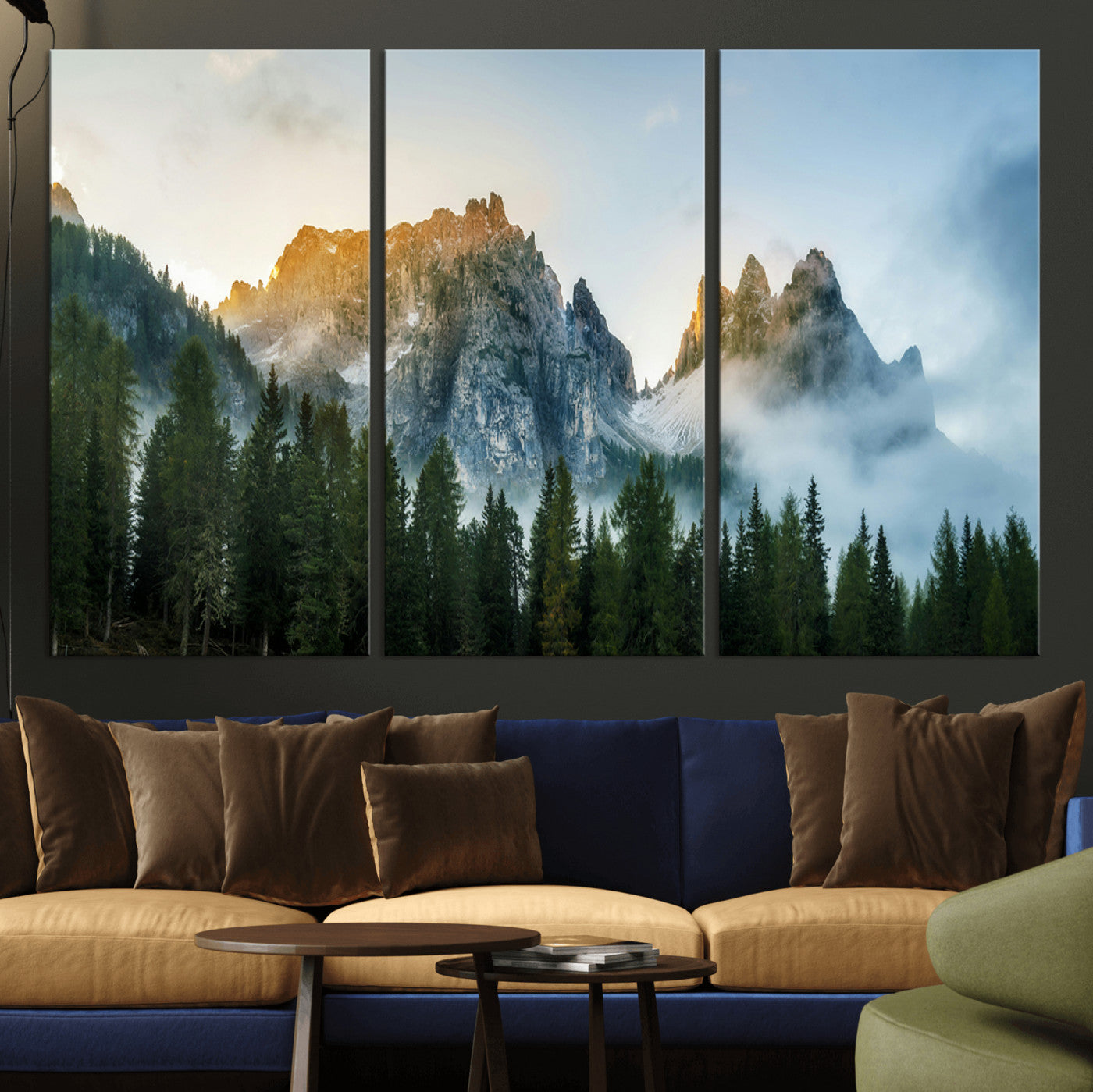 21145440-MGV-CV-36X24-Wilderness Wall Art Canvas Print – Misty Forest Nature Landscape Photography Rustic Scenic Artwork for Home, Office