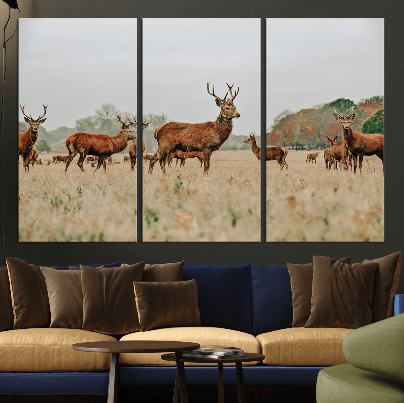 53834371-MGV-CV-36X24-Rustic Deer Wall Art Canvas Print – Autumn Forest Woodland Wildlife Scenic Nature Artwork for Home, Cabin