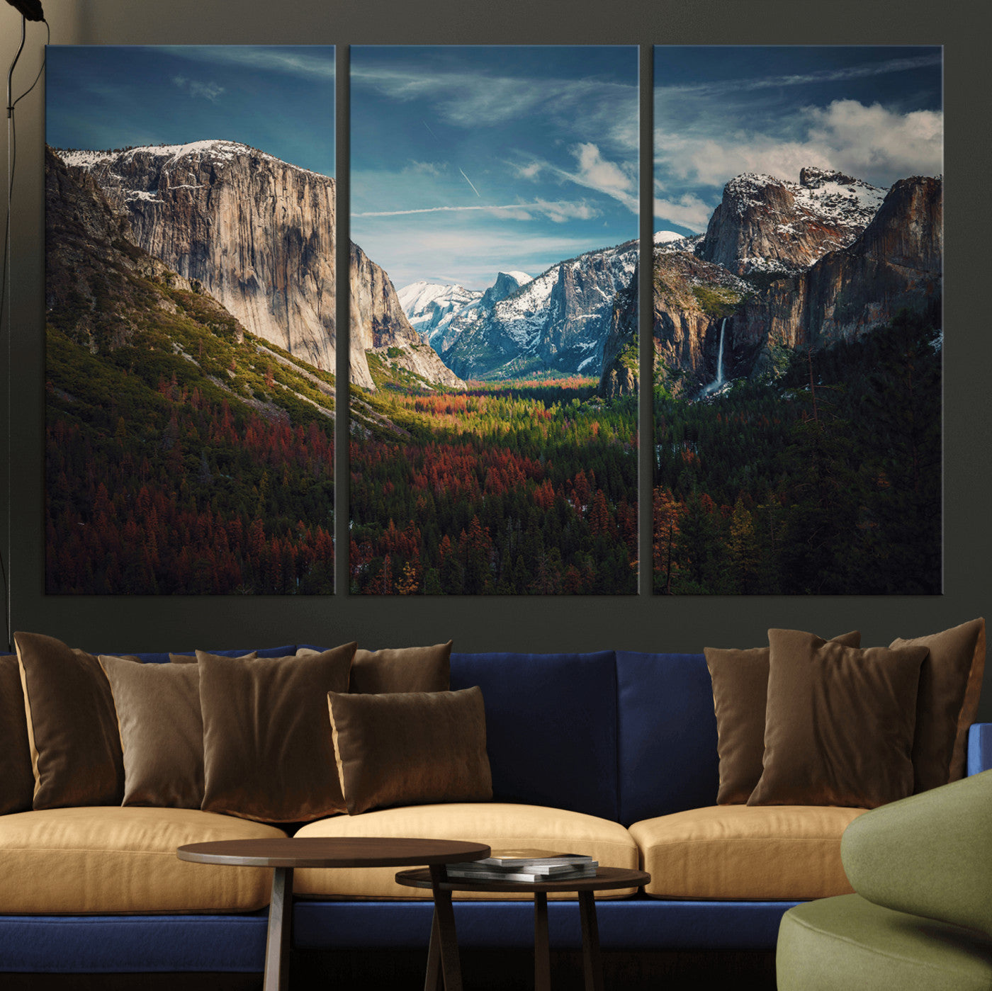MGV-CV-48X32-3P - Yosemite National Park Wall Art Canvas Print, Framed Mountain Landscape Art Picture Print, El Capitan Perfect Rustic Farmhouse Decor Artwork