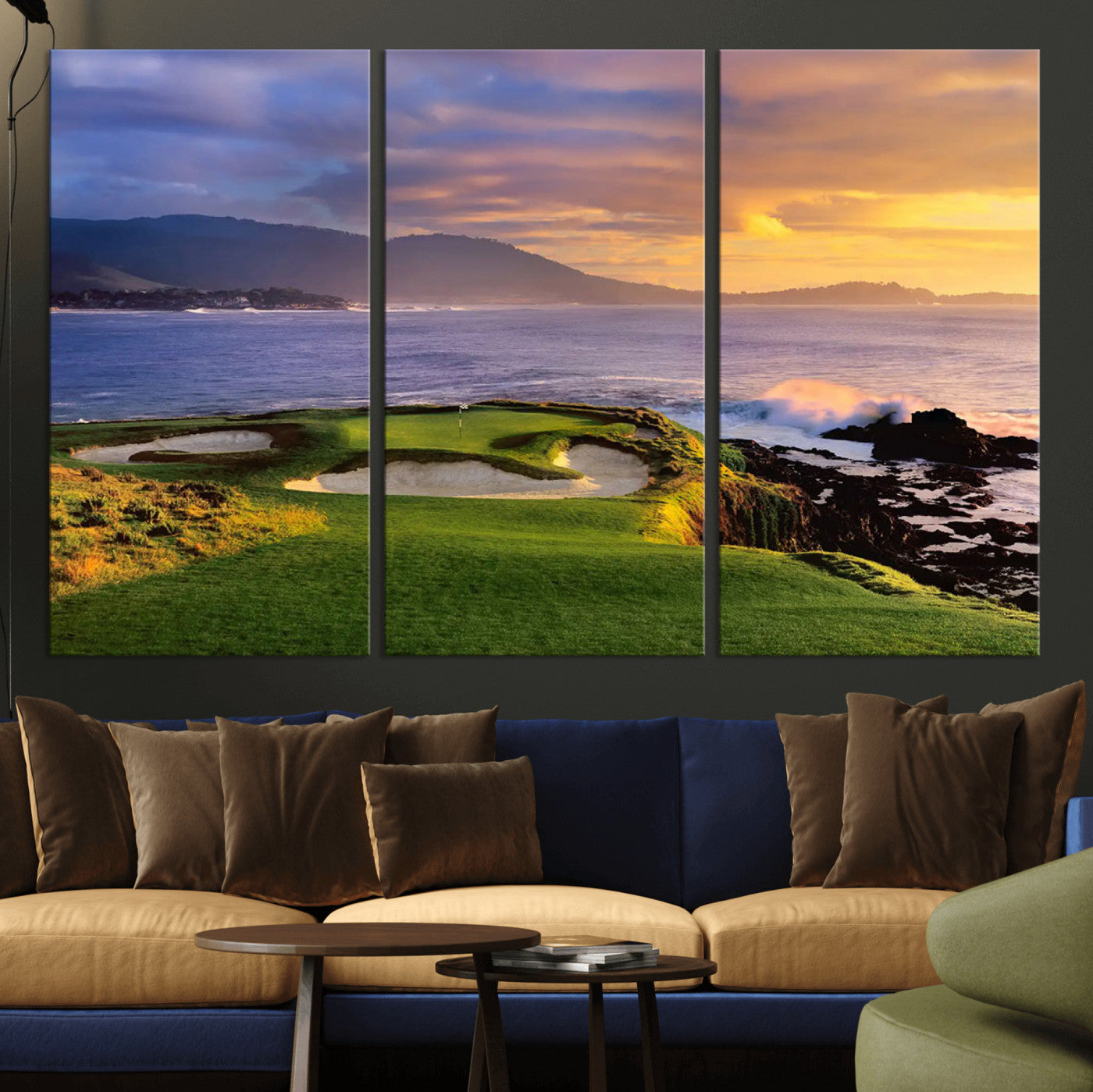 73699248-MGV-CV-36X24-Pebble Beach Golf Wall Art Canvas Print – Iconic Coastal Golf Course Artwork for Home, Office, Living Room