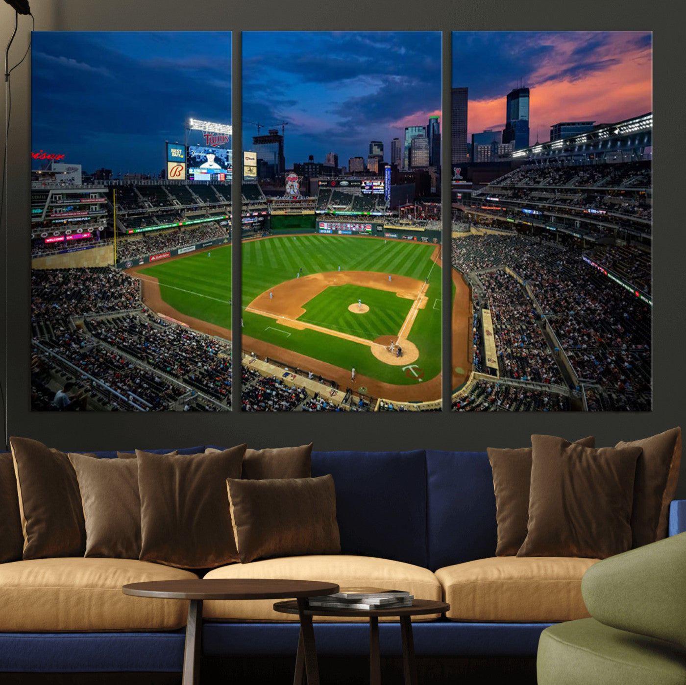 68222753-MGV-CV-36X24-Target Field Wall Art Canvas Print – Baseball Stadium Scene, Minneapolis Major League Baseball Artwork for Home, Office