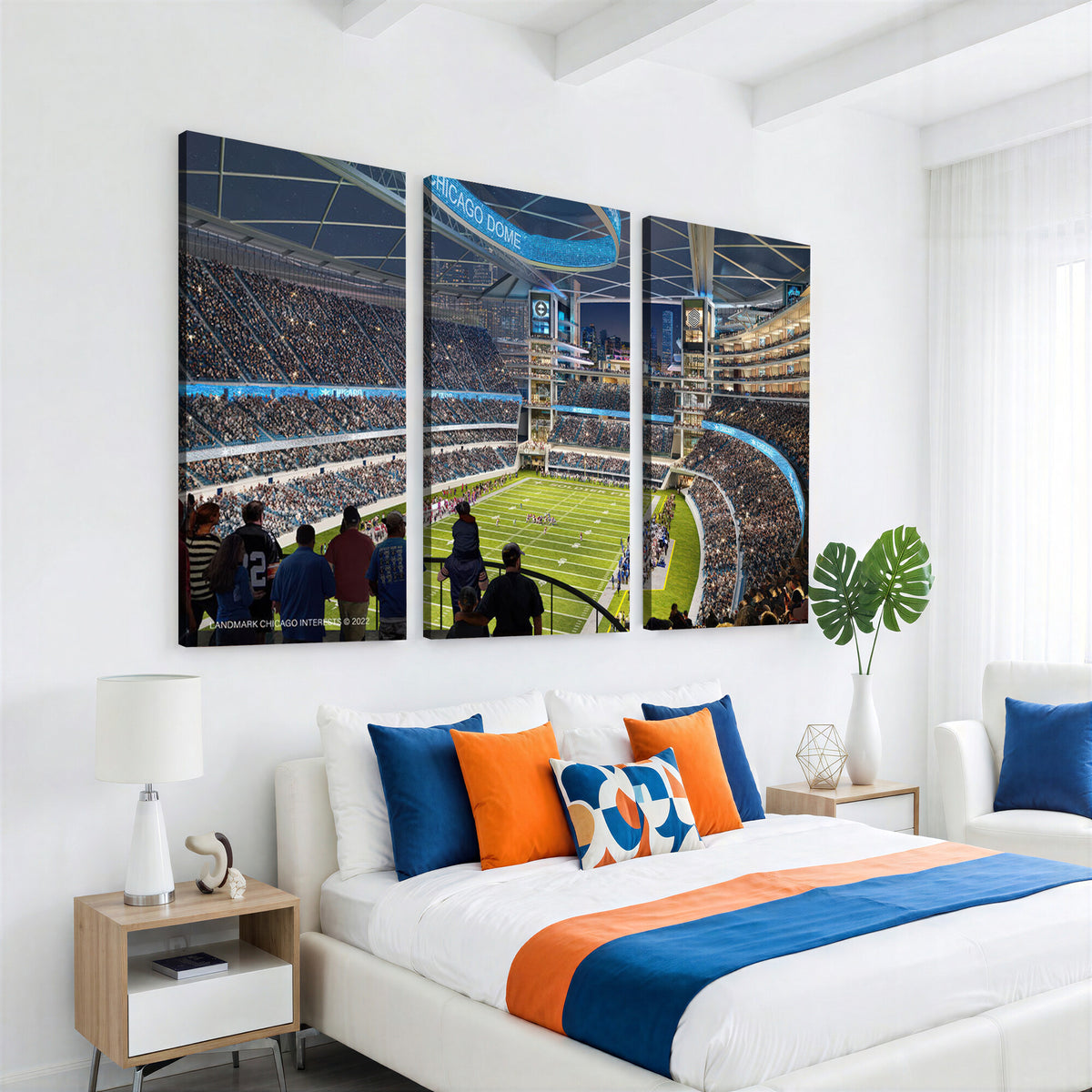 41816511-MGV-CV-36X24 - Chicago Dome Stadium Wall Art Canvas Print, Framed Modern Decor
