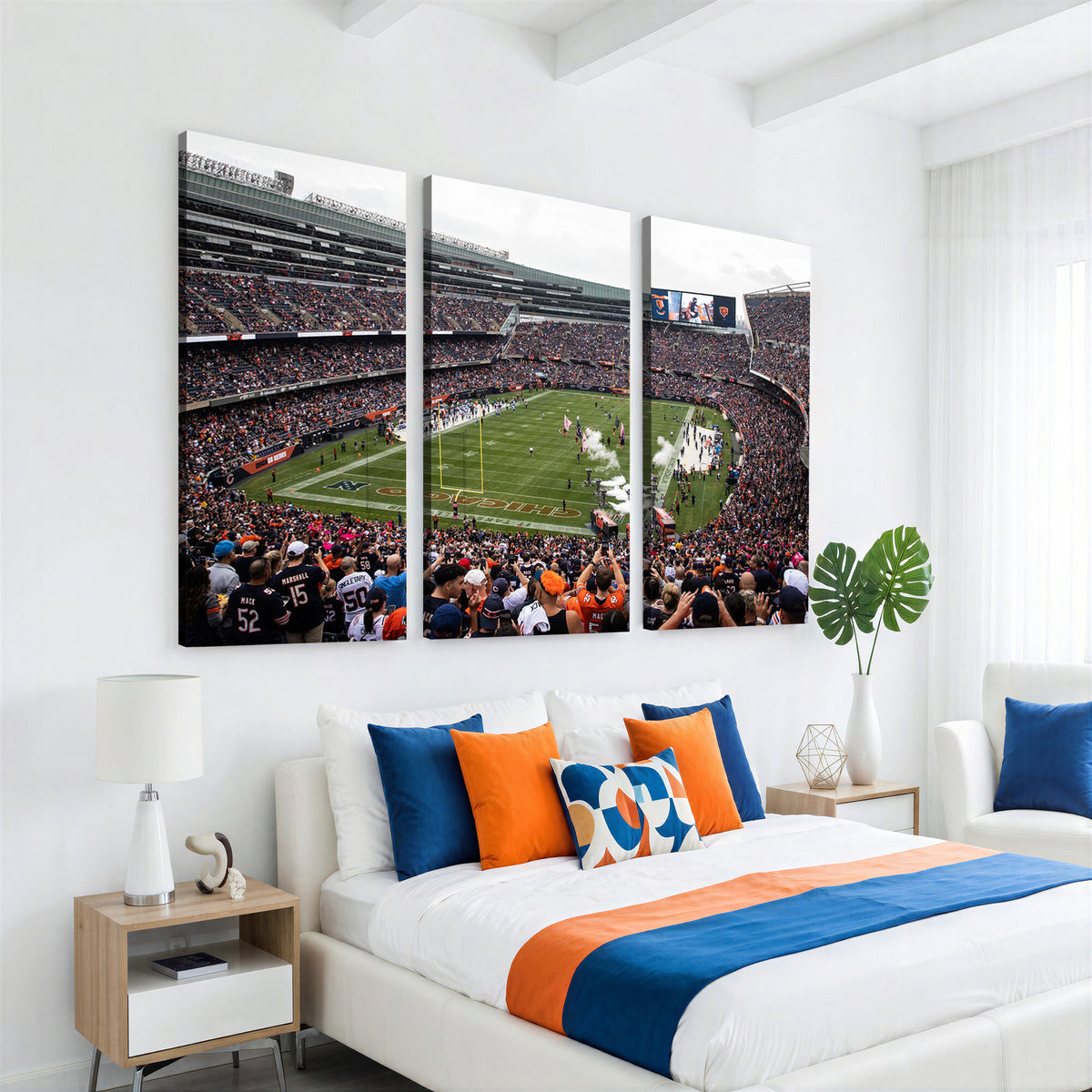 18347149-MGV-CV-36X24 - Chicago Bears Soldier Field Wall Art Canvas Print – Framed Football Stadium Artwork Team Spirit for home, office