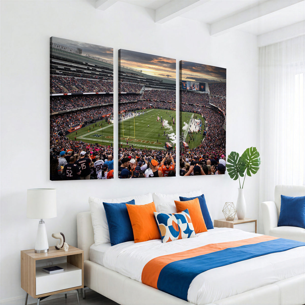 87578930-PAN-FL-20X10 - Chicago Bears Soldiers Field Wall Art Canvas Print, Home Bar Wall Decor