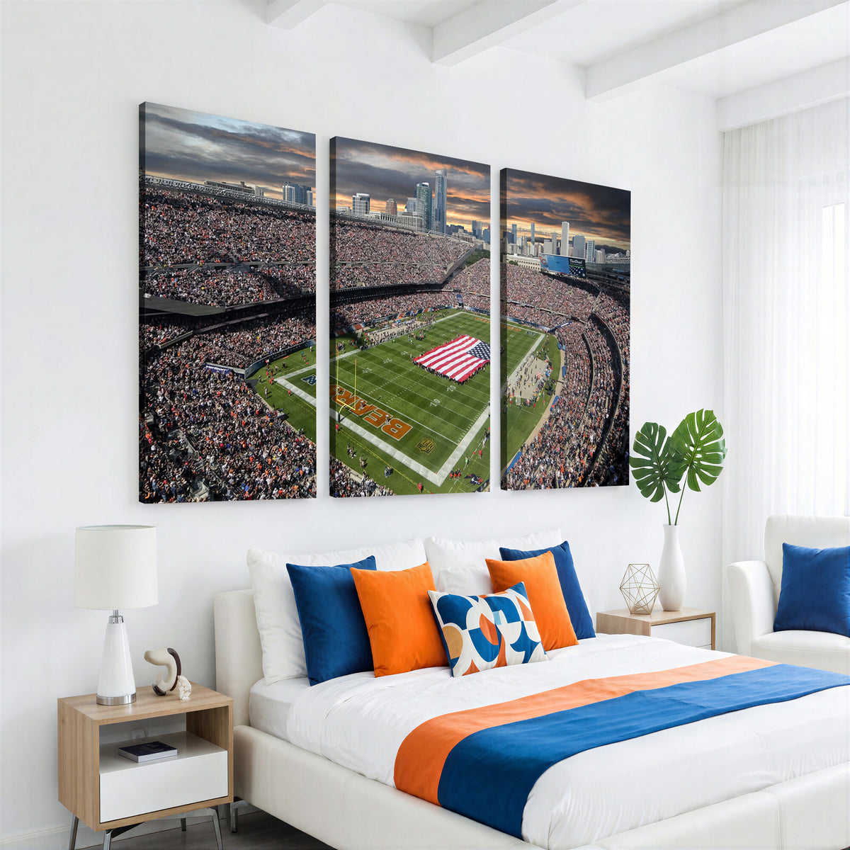 98106777-PAN-FL-20X10 - Chicago Bears Soldiers Field Wall Art Canvas Print, Extra Large Game Room Wall Decor
