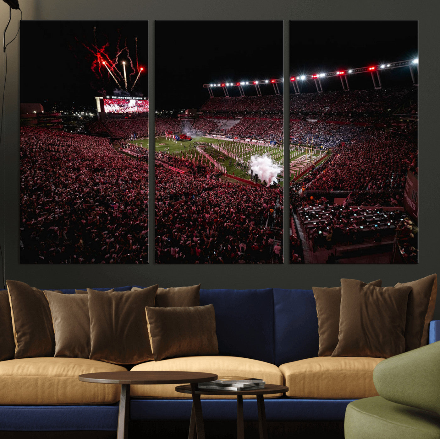 60690191-MGV-CV-48X32-3P - William Brice Stadium Wall Art Print – Baseball Game Room Artwork Print for Basement Dorm, Home, Office