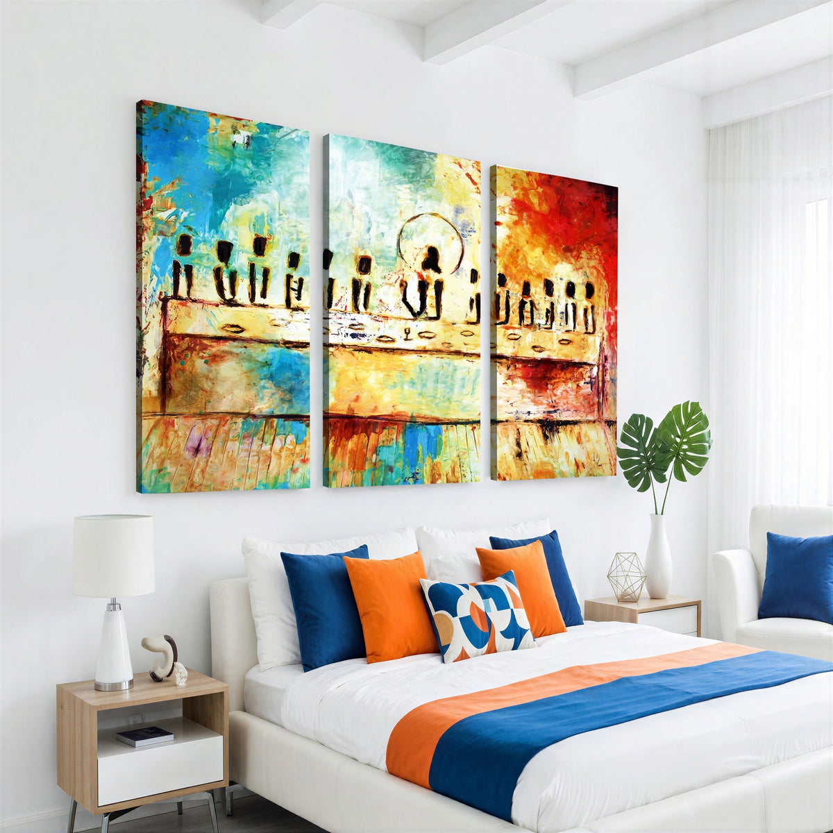 YKE34632598CR-_Poster-30x20 - Abstract Last Supper Wall Art, Jesus and Apostles Canvas Print, Religious Decor